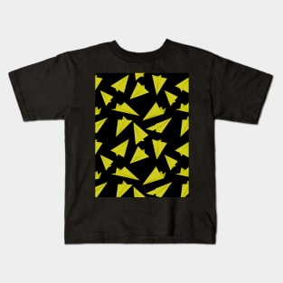 Paper Planes Pattern Yellow Black Kids T-Shirt